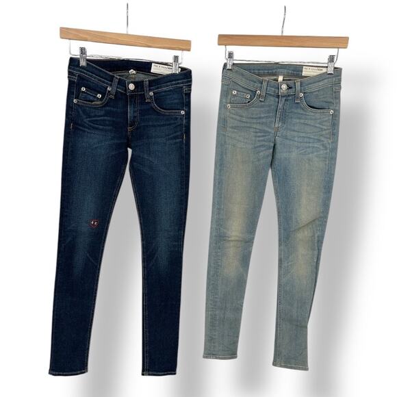 rag & bone Skinny Jeans Dark Blue Light Wash Women's 24 Capri & Skinny Set of 2 - Picture 1 of 13